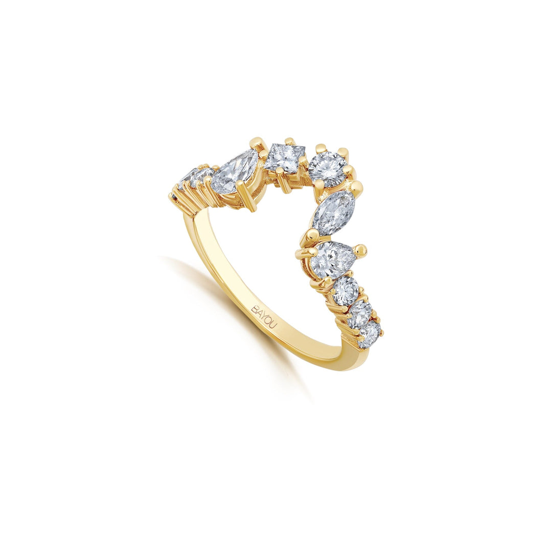 Triple Orbit Crown Diamond Ring Bayou with Love