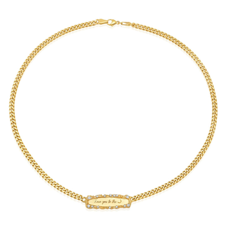 "Love You to the Moon" Diamond Bar Necklace Jewelry Bayou with Love
