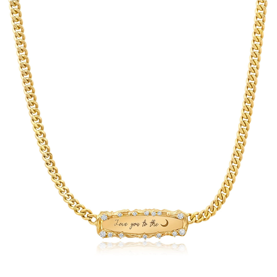 "Love You to the Moon" Diamond Bar Necklace Jewelry Bayou with Love