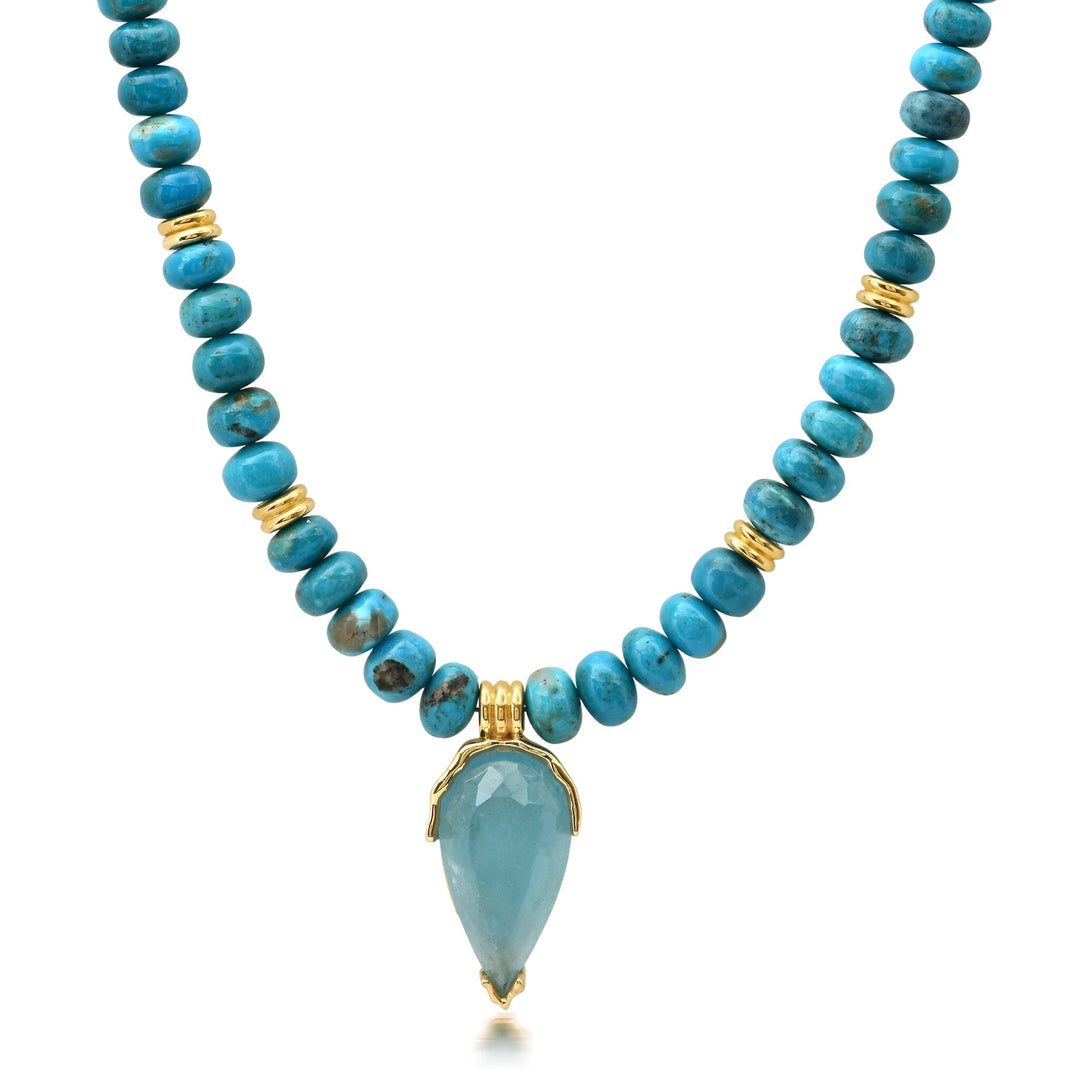 Beaded Turquoise Orbit Necklace Jewelry Bayou with Love