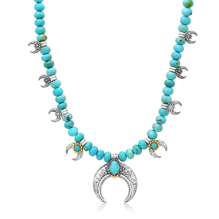 63 Diamond + Turquoise Soleil Najas Squash Blossom Necklace Jewelry Bayou with Love