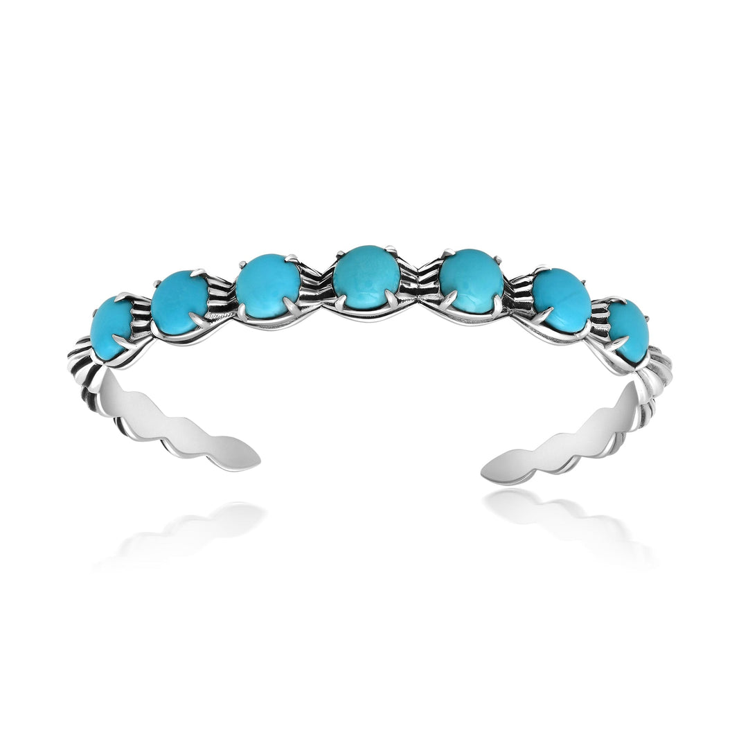 80 Round Turquoise Harp Shell Cuff Bracelet Jewelry Bayou with Love
