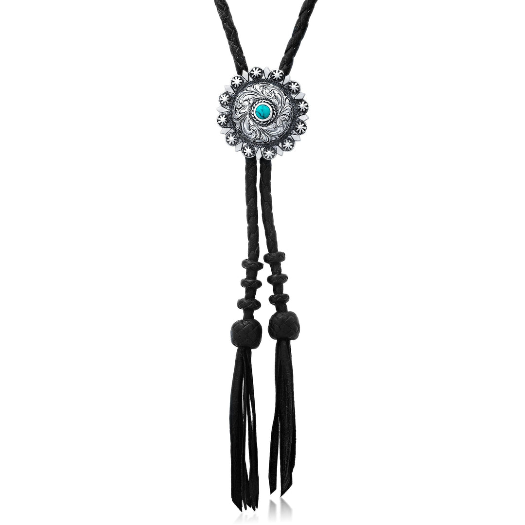84 Round Turquoise Bolo Tie Jewelry Bayou with Love
