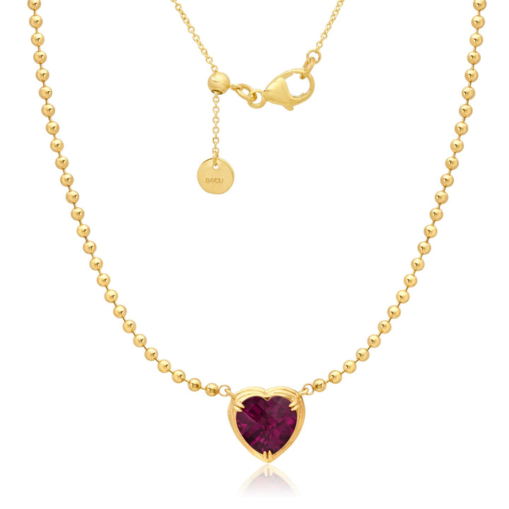 Garnet Heart Beaded Necklace Jewelry Bayou with Love