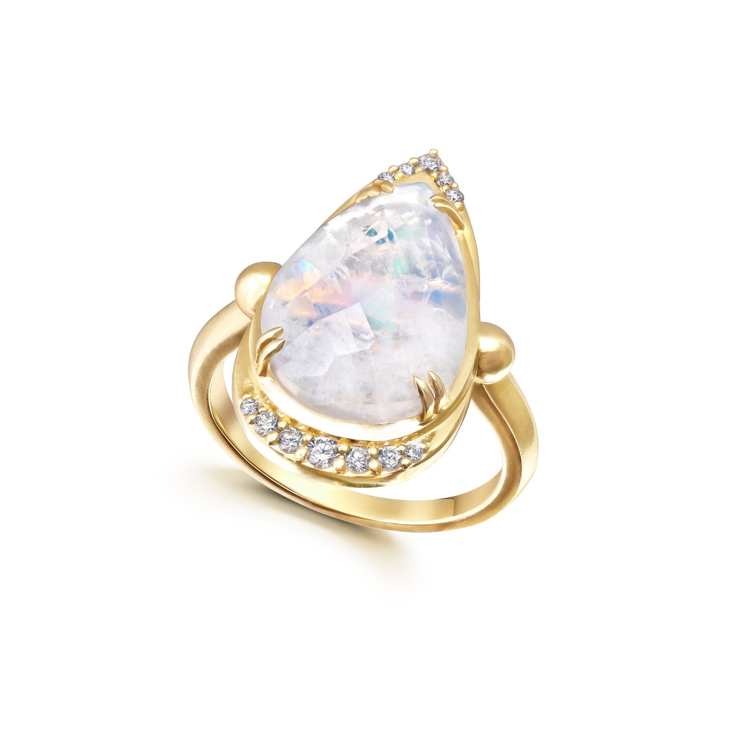 Moonstone + Diamond Lunar Ring Jewelry Bayou with Love