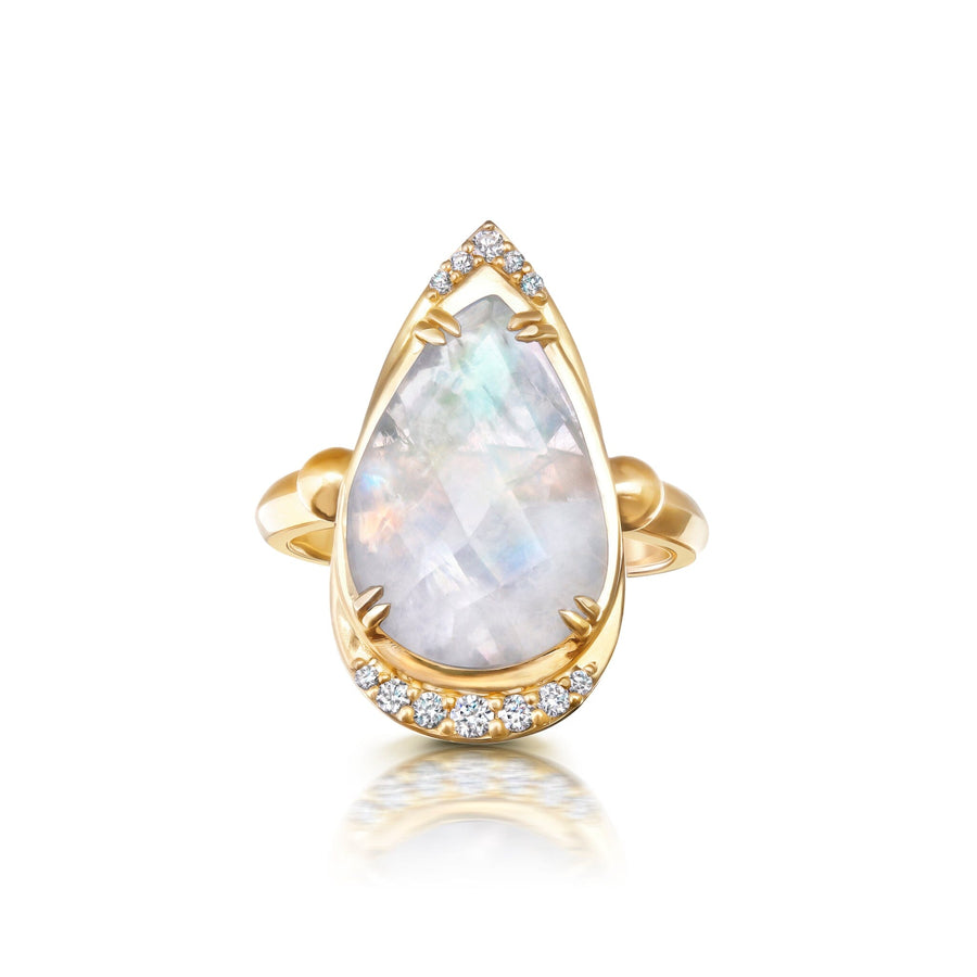 Moonstone + Diamond Lunar Ring Jewelry Bayou with Love