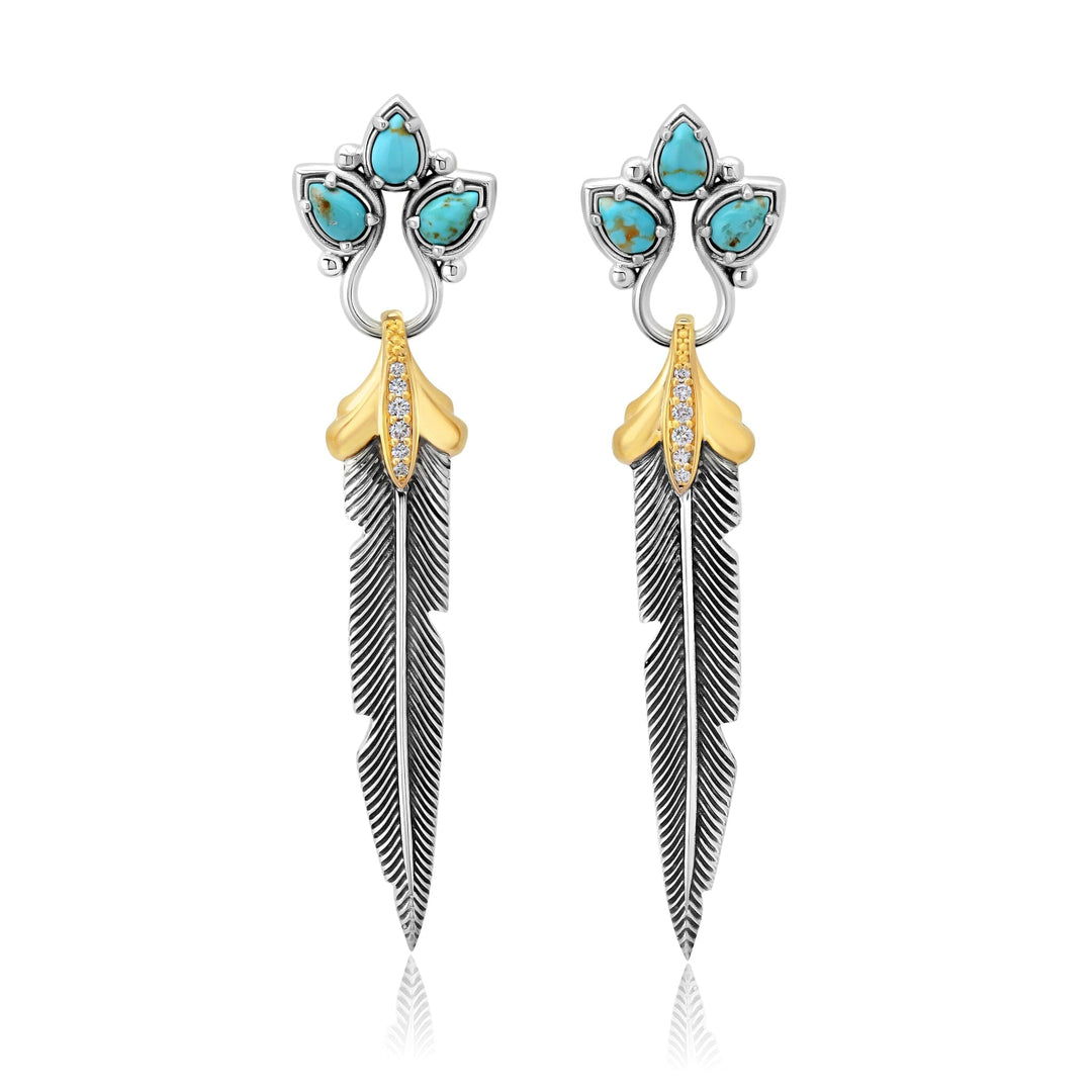 Feather Diamond Turquoise Earrings Jewelry Bayou with Love