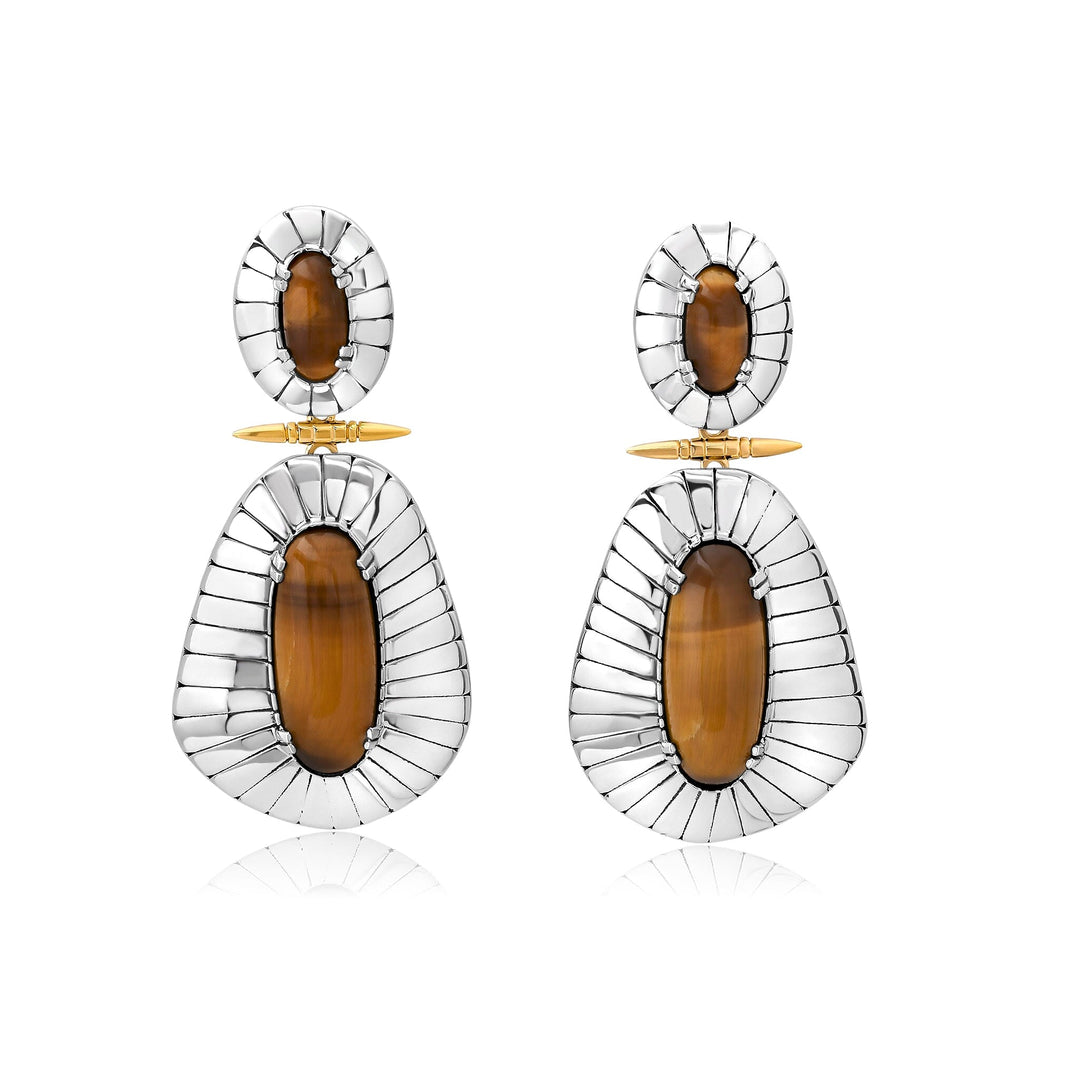 Limpet Tiger Eye Drop Earrings Jewelry Bayou with Love
