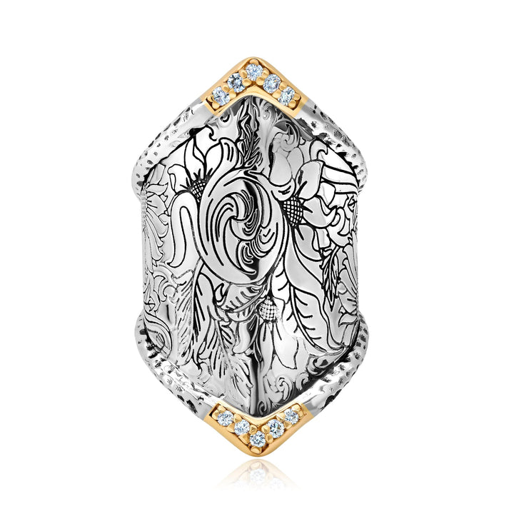 Diamond Boho Wide Band Ring Jewelry Bayou with Love