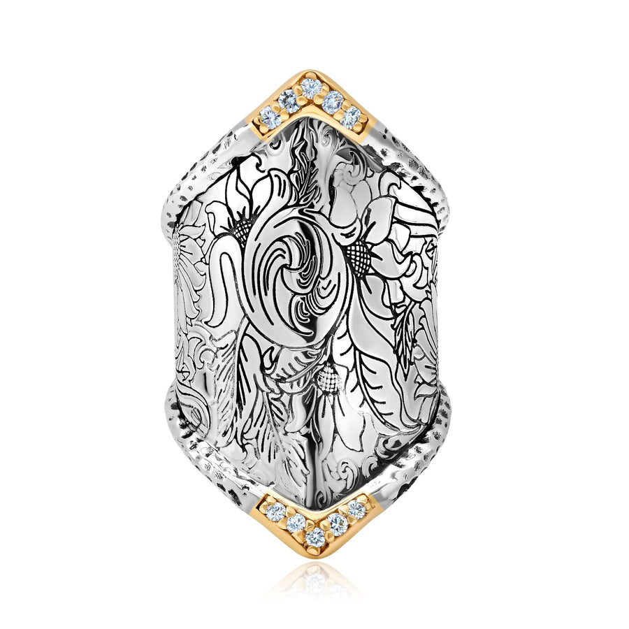 Diamond Boho Wide Band Ring Jewelry Bayou with Love