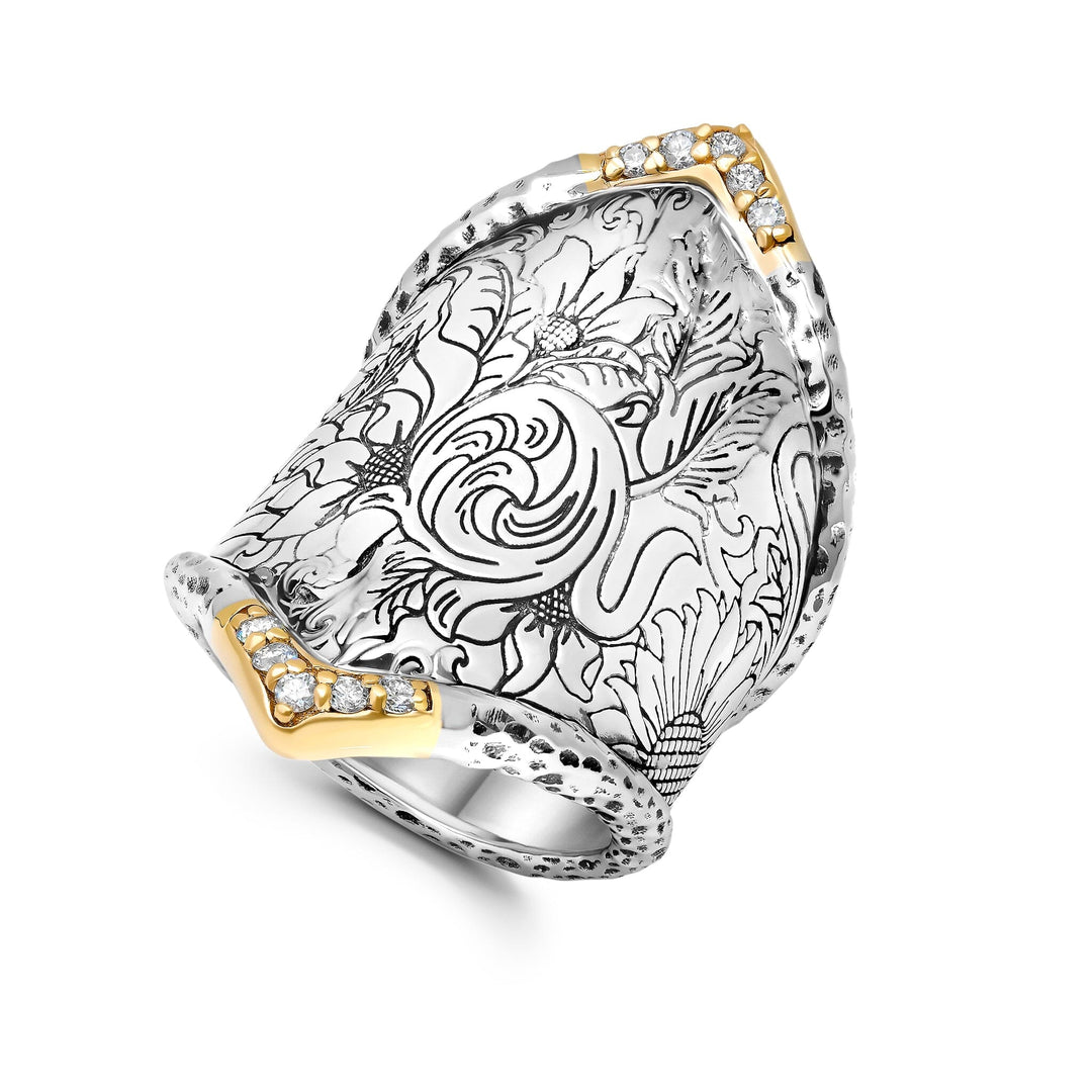 Diamond Boho Wide Band Ring Jewelry Bayou with Love