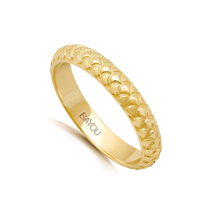 BWLV_R1058 Scales Texture Band Bridal Jewelry Bayou with Love