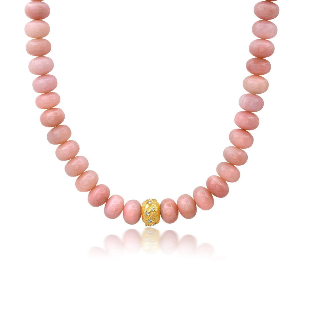 54Moonscape Diamond + Pink Opal Beaded Necklace Jewelry Bayou with Love