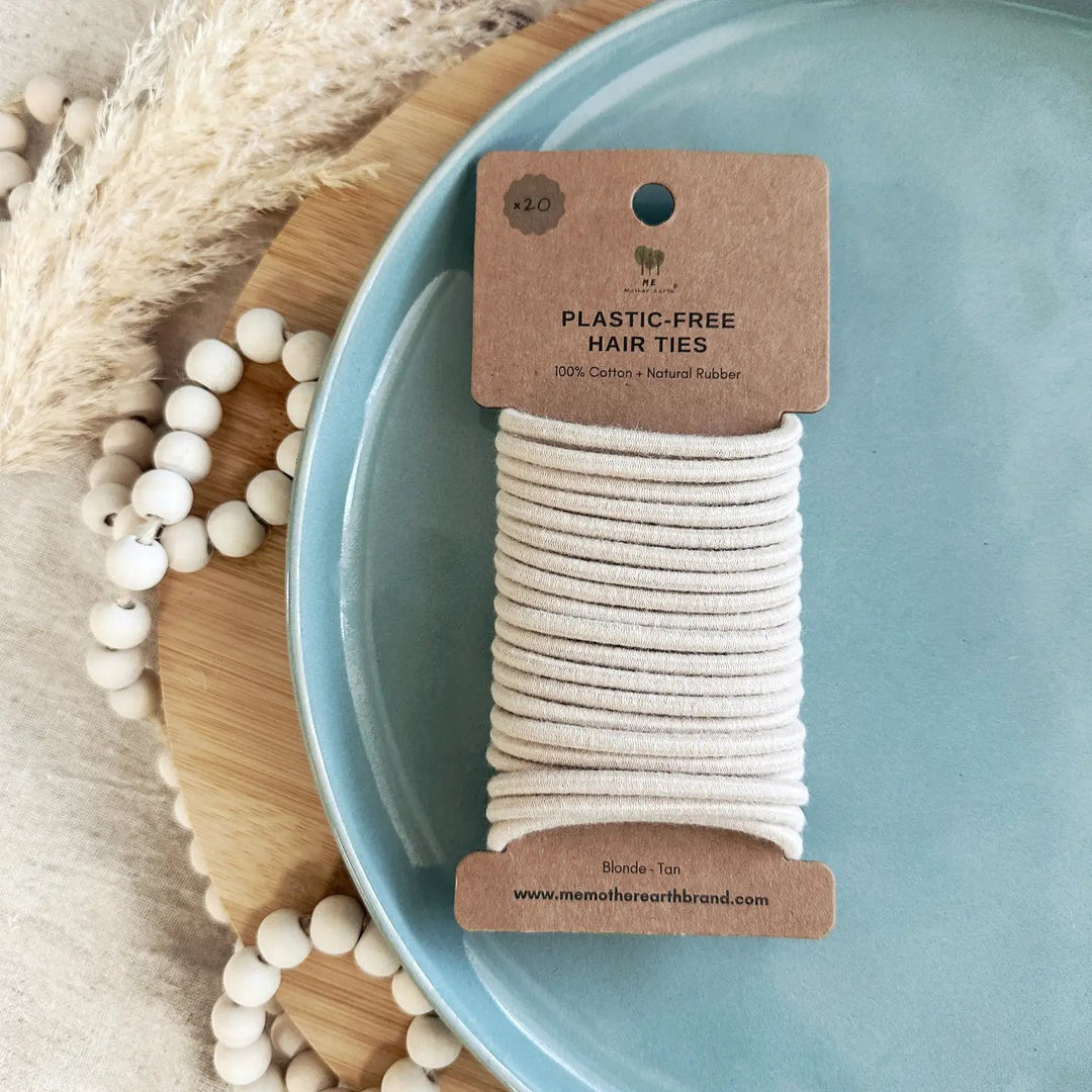 Tan Plastic-Free Hair Ties Beauty Me Mother Earth