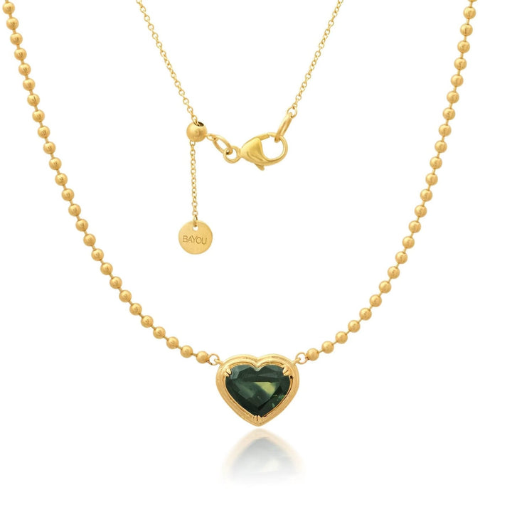 Sapphire Heart Beaded Necklace Jewelry Bayou with Love