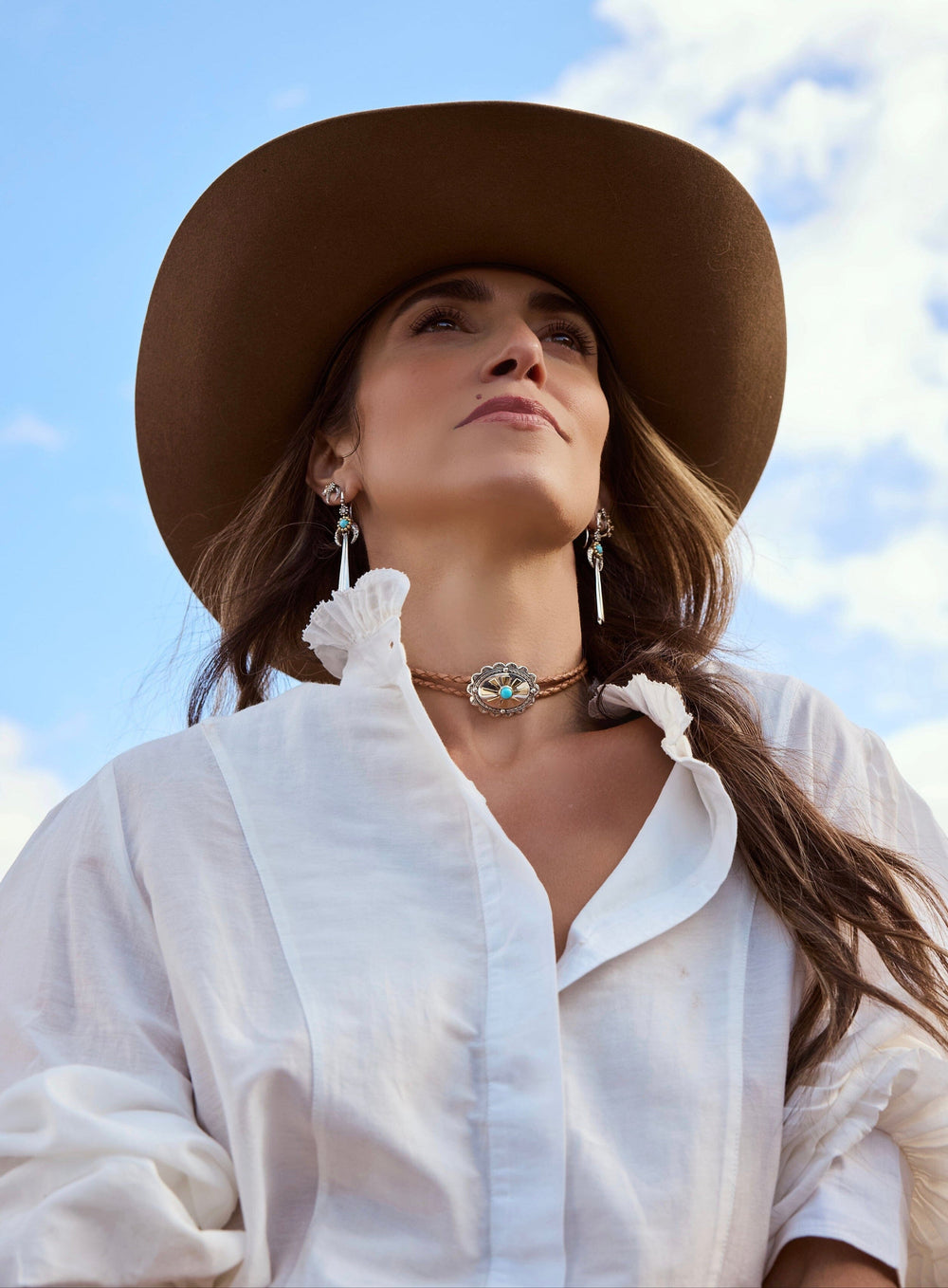 76 Silver & Gold Round Turquoise Concho Choker Jewelry Bayou with Love