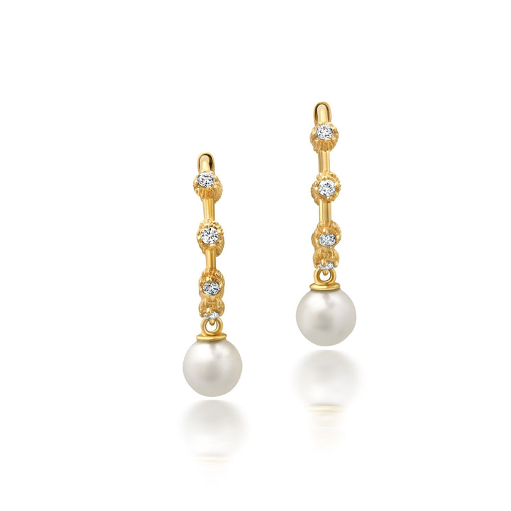 Diamond + Pearl Shell Hoops Jewelry Bayou with Love