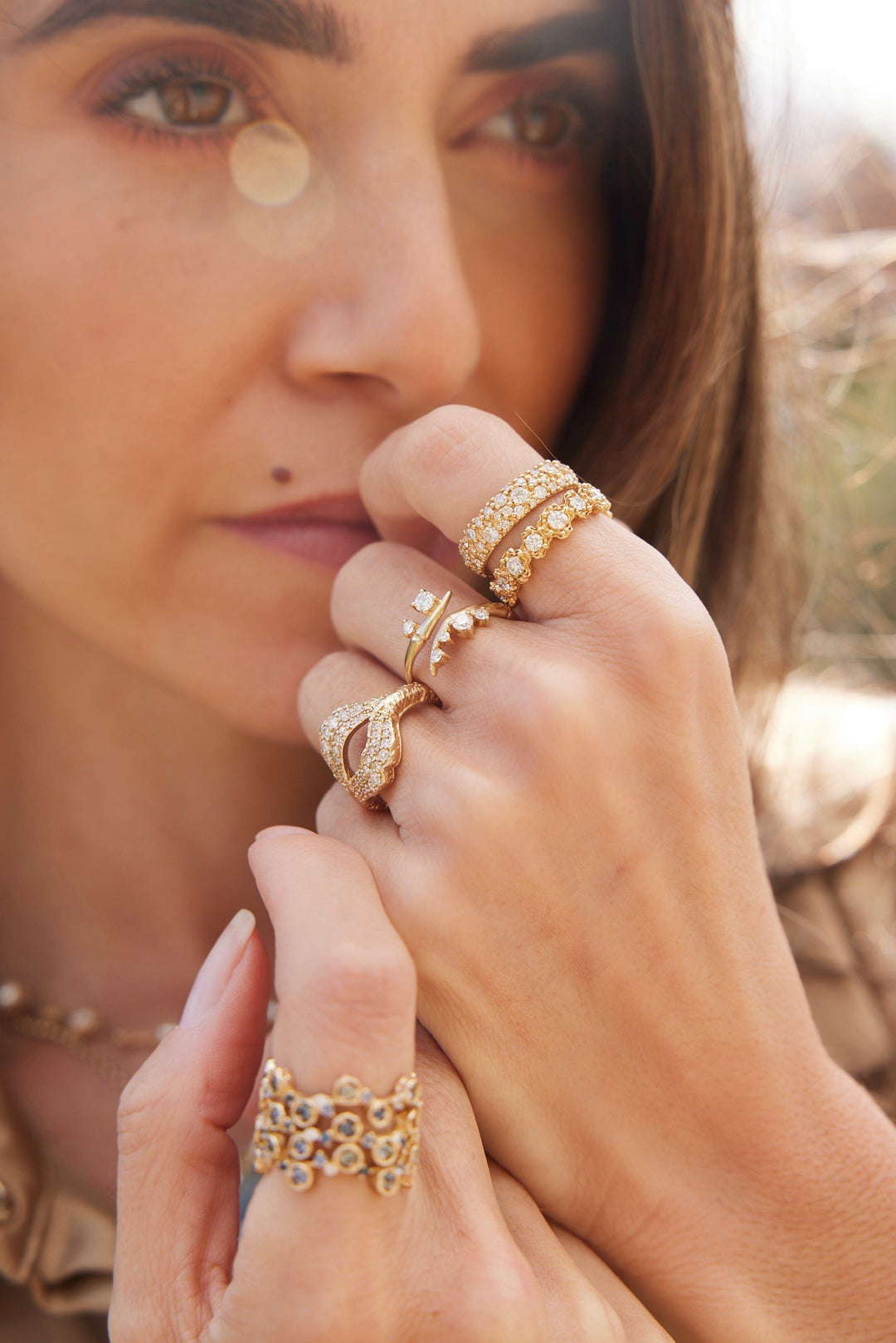 Mini Diamond Moon Ring Jewelry Bayou with Love