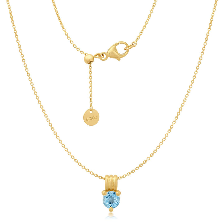Birthstone Triple Orbit Necklace Bayou with Love Aquamarine