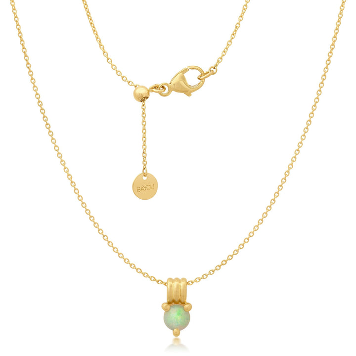Birthstone Triple Orbit Necklace Bayou with Love Opal