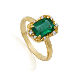 North South Emerald + Diamond Water Ring Jewelry Bayou with Love 