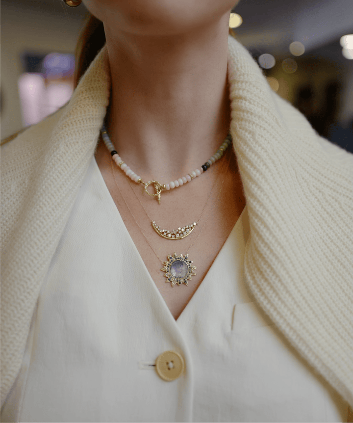 Double Diamond Moon Necklace Bayou with Love