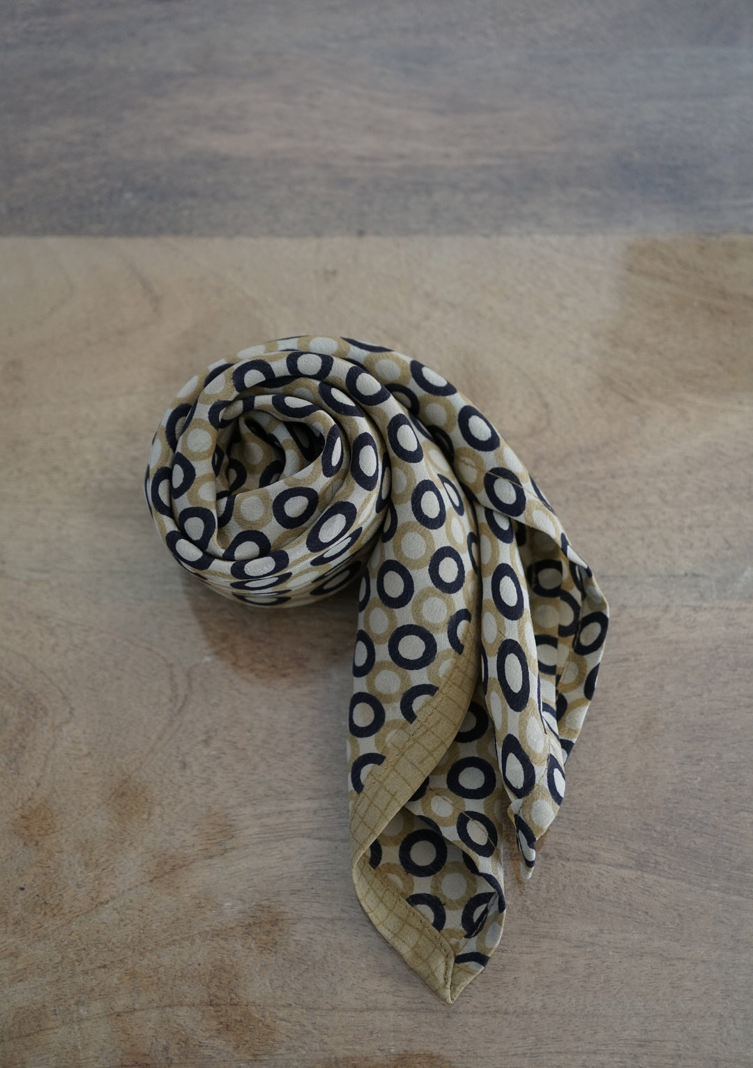 Upcycled Crepe Silk Neckerchief Fall/ Winter Collection Accessories Bayou with Love circles 25x25