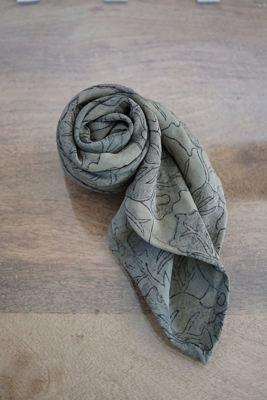 Upcycled Crepe Silk Neckerchief Fall/ Winter Collection Accessories Bayou with Love Monstera Leaf 25x25