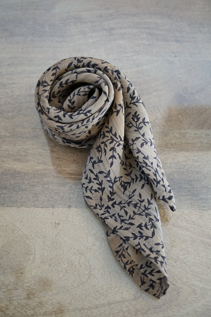 Upcycled Crepe Silk Neckerchief Fall/ Winter Collection Accessories Bayou with Love Branches de thym 25x25