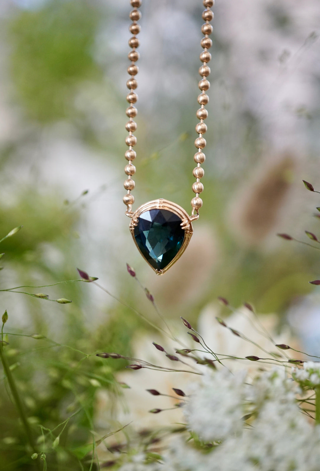 Sapphire Pear Beaded Necklace Jewelry Bayou with Love