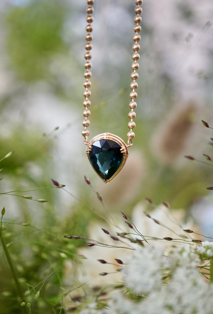 Sapphire Pear Beaded Necklace Jewelry Bayou with Love