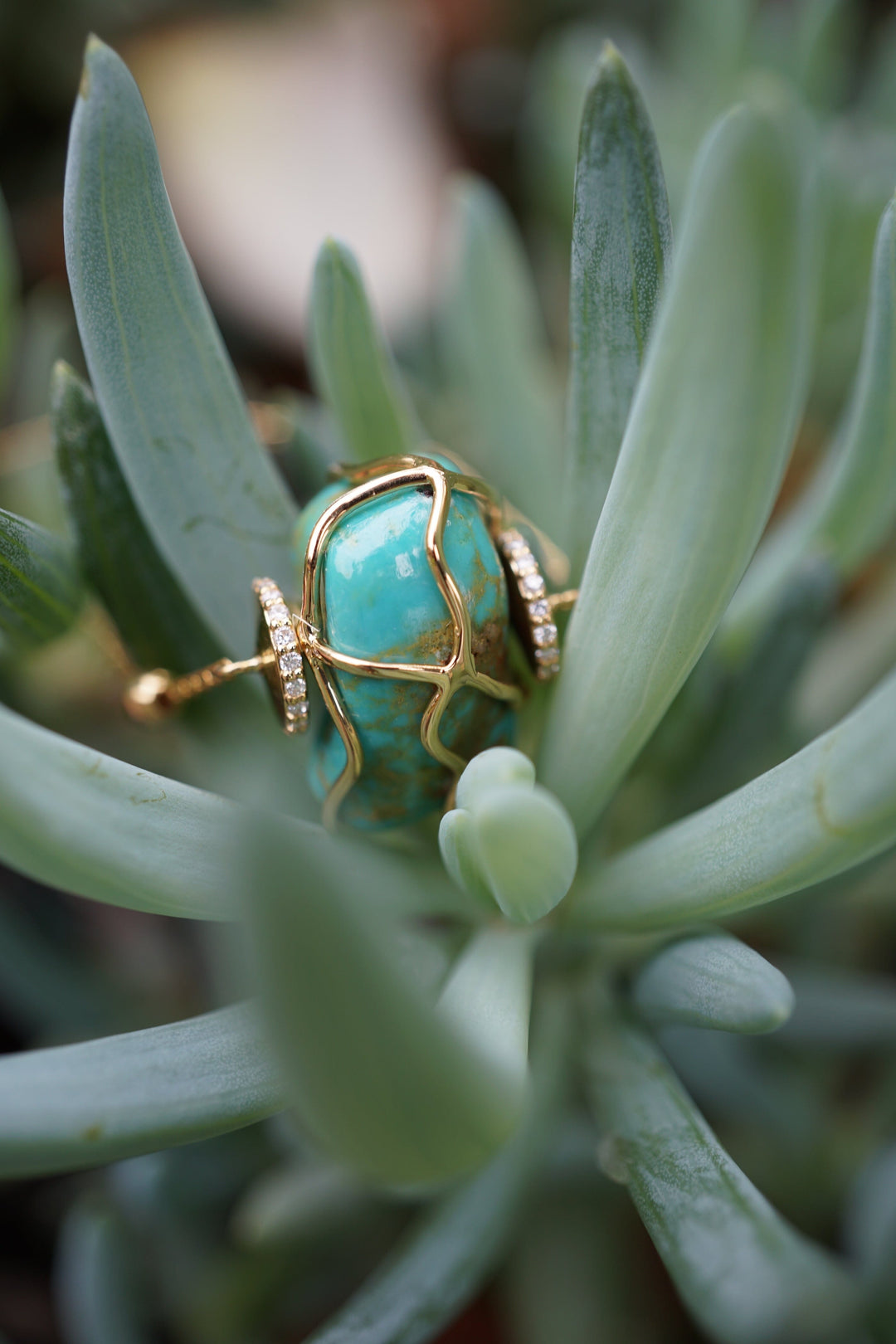 Single Turquoise Rock + Diamond Necklace Jewelry Bayou with Love