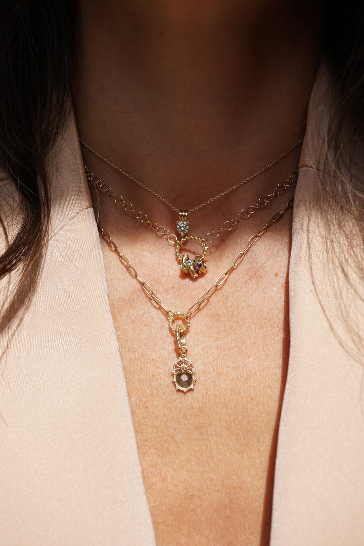 Diamond Birthstone Triple Orbit Necklace Personalized Jewelry Bayou with Love