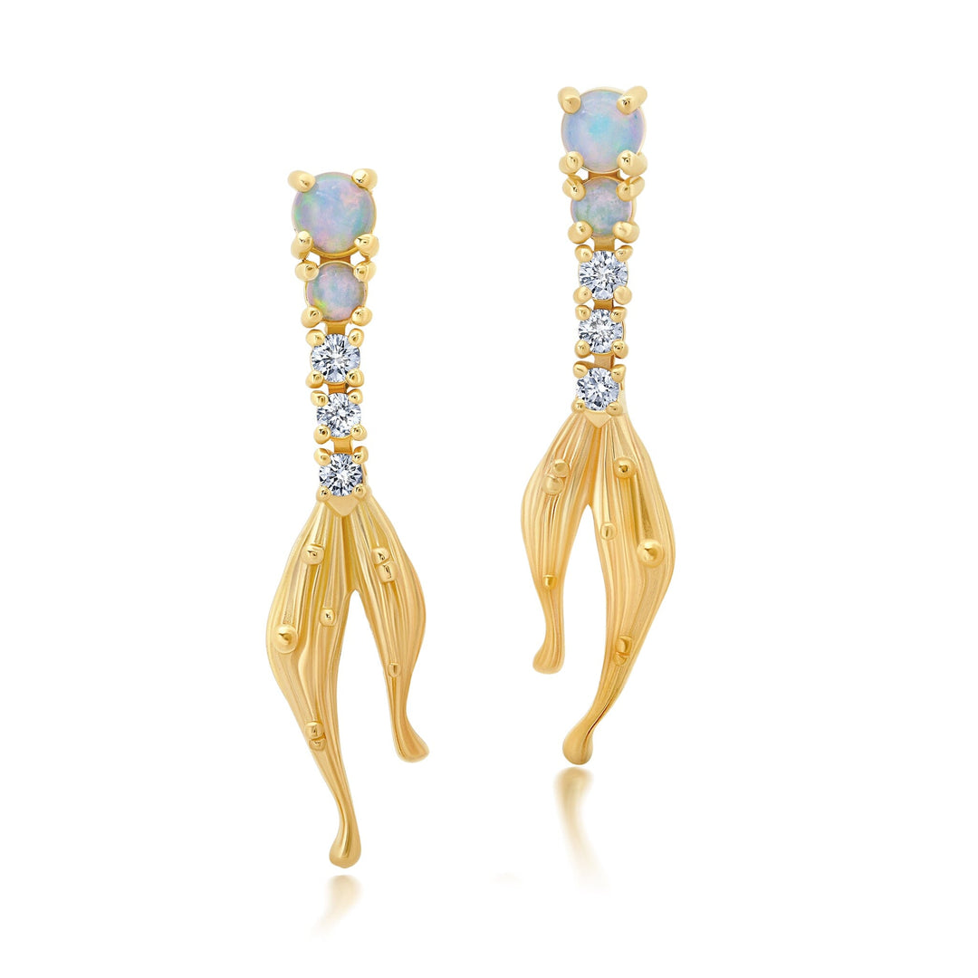 Diamond + Opal Mermaid Earrings Jewelry Bayou with Love