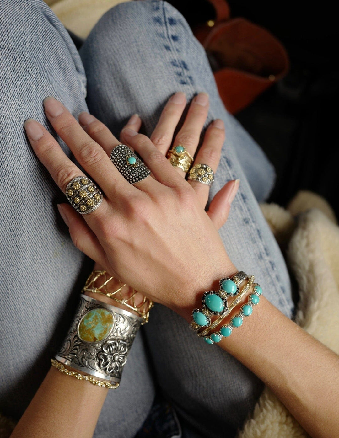 Turquoise Beaded Ring Jewelry Bayou with Love