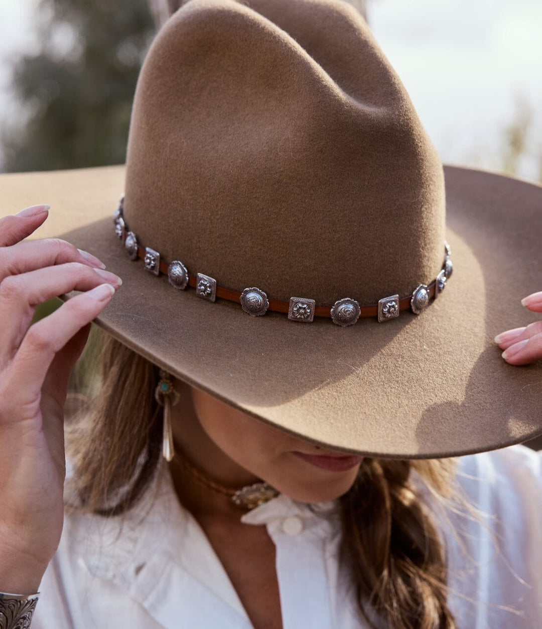 Multi Concho Hat Band Jewelry Bayou with Love
