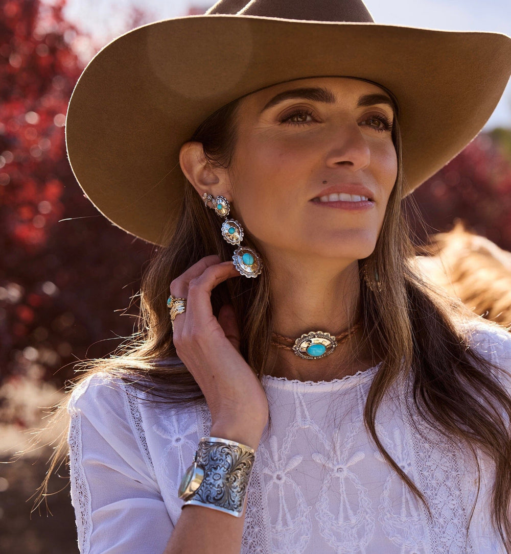 Oval Turquoise Concho Choker Jewelry Bayou with Love
