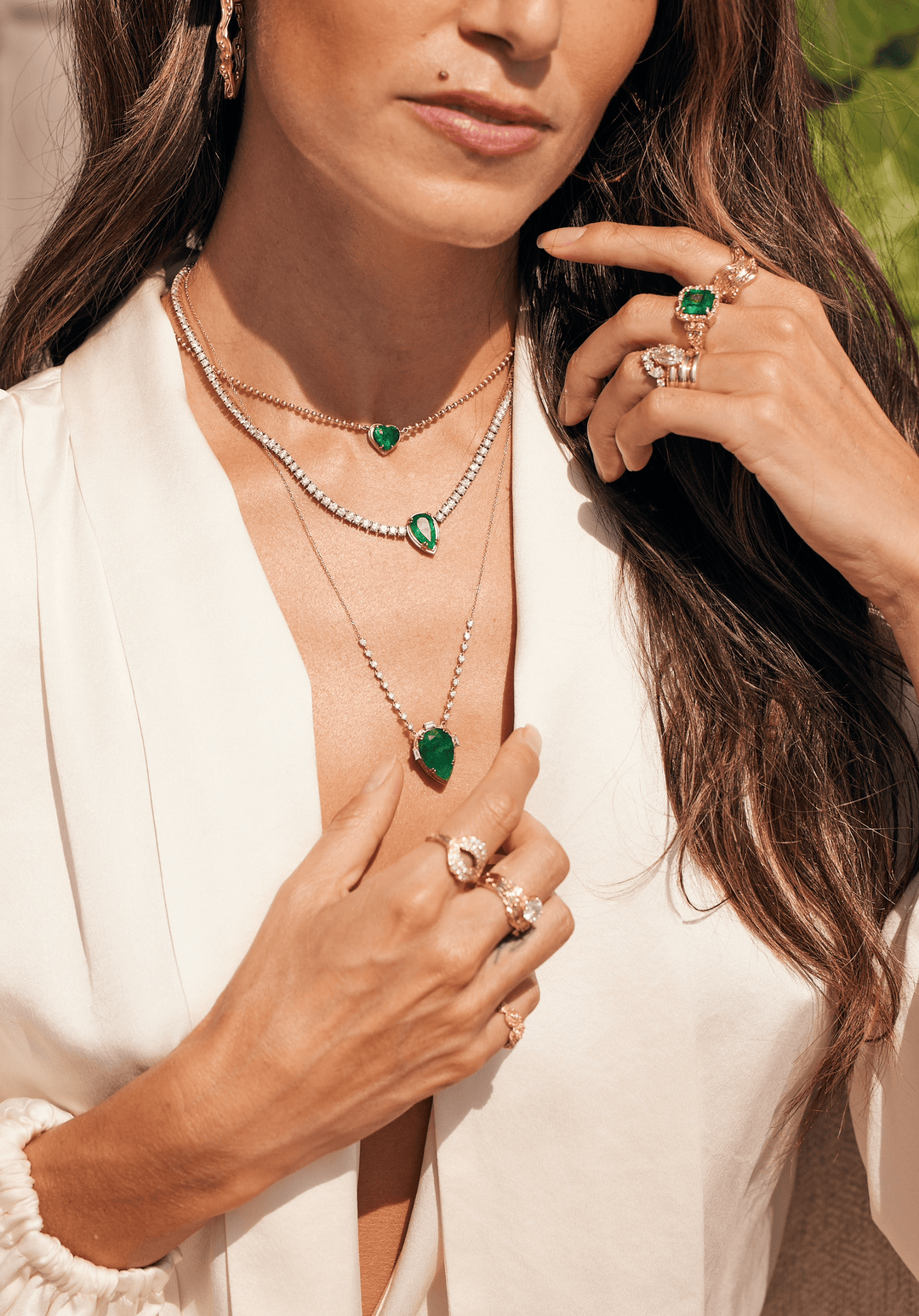 15Large Pear Emerald + Diamond Necklace Jewelry Bayou with Love