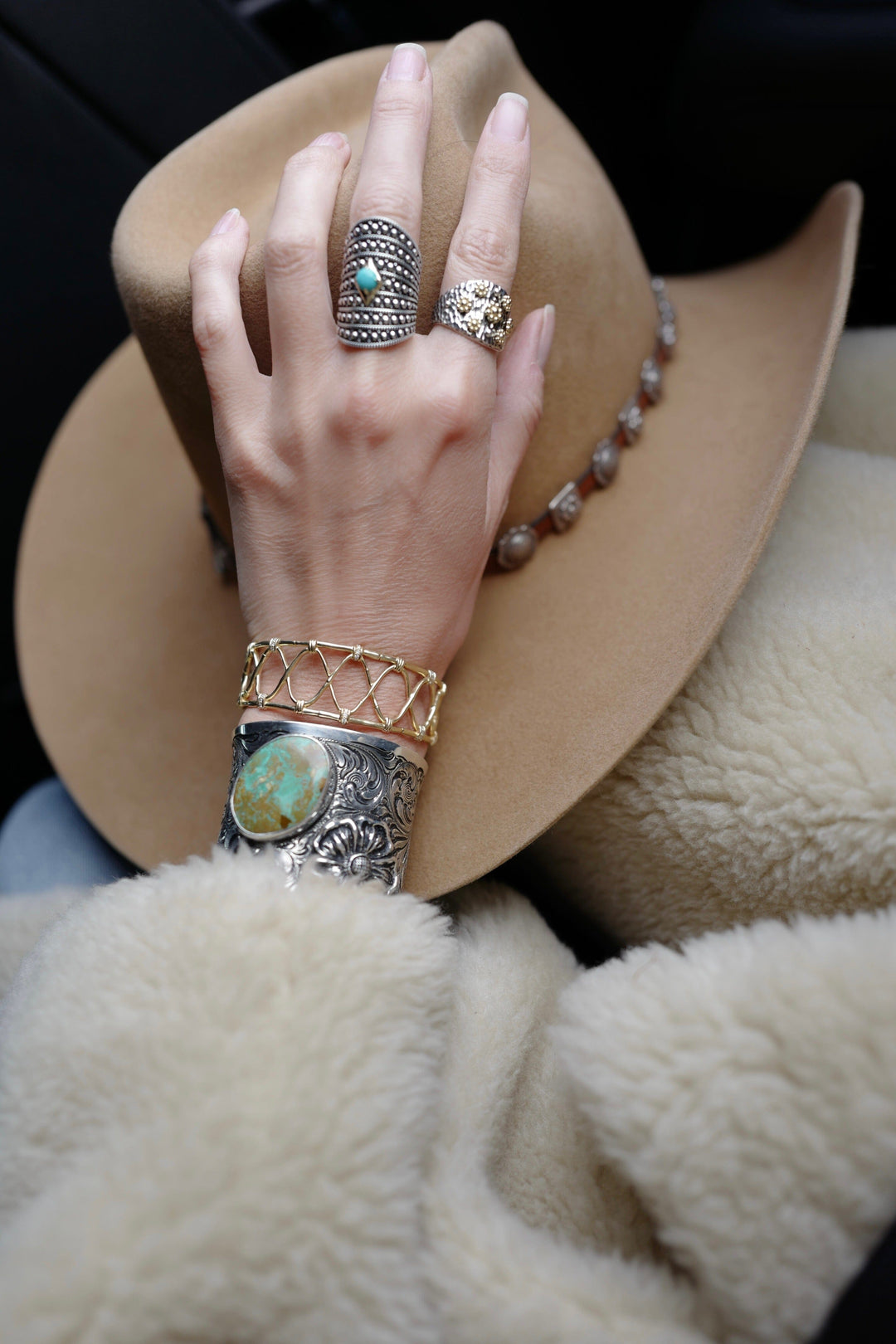 Flower Turquoise Large Cuff Jewelry Bayou with Love