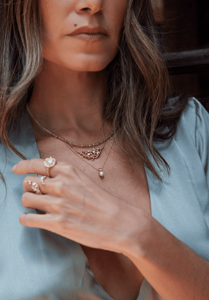 Birthstone Triple Orbit Necklace Bayou with Love