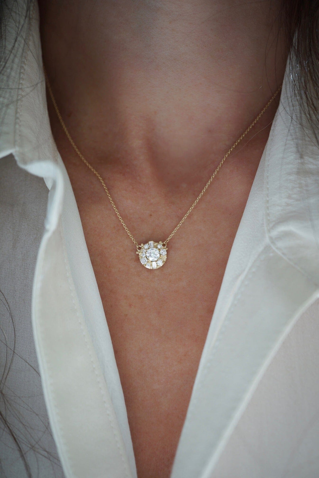 Moonscape Round Diamond Necklace Jewelry Bayou with Love
