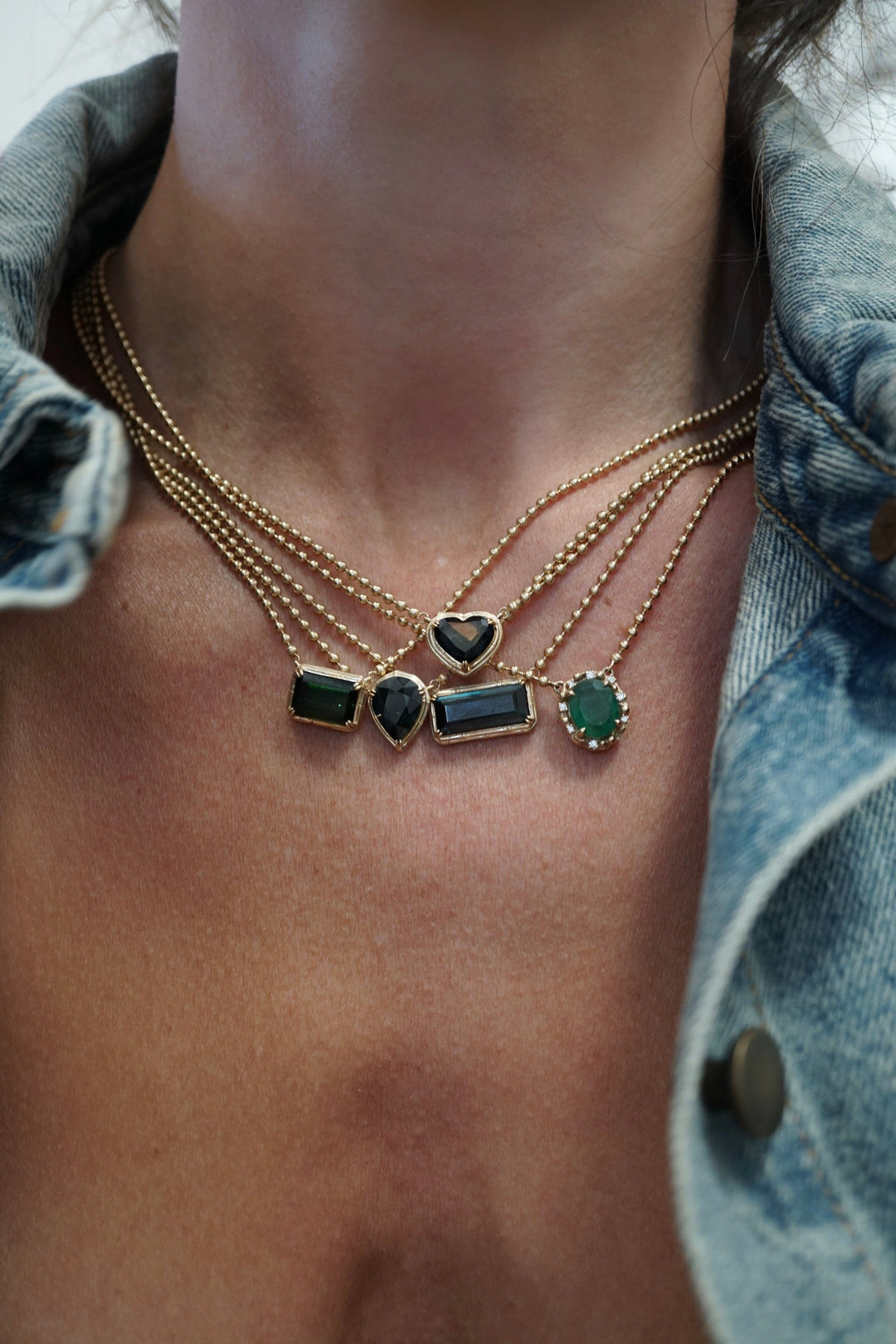 Oval Emerald + Diamond Beaded Necklace Jewelry Bayou with Love