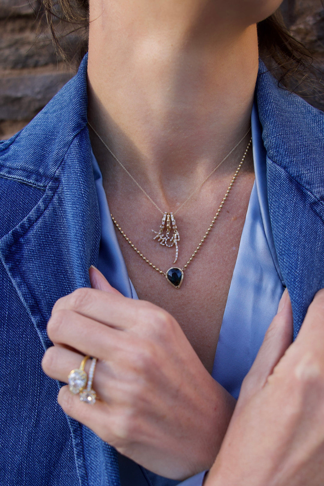 Sapphire Pear Beaded Necklace Jewelry Bayou with Love