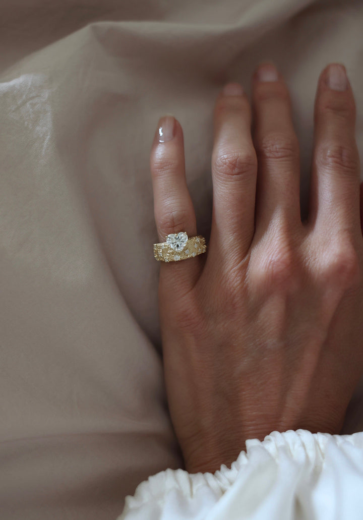 Diamond Heart Moonscape Pinky Ring Jewelry Bayou with Love
