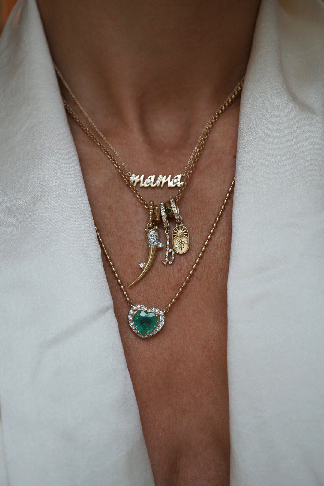 Diamond Emerald Heart Beaded Necklace Jewelry Bayou with Love