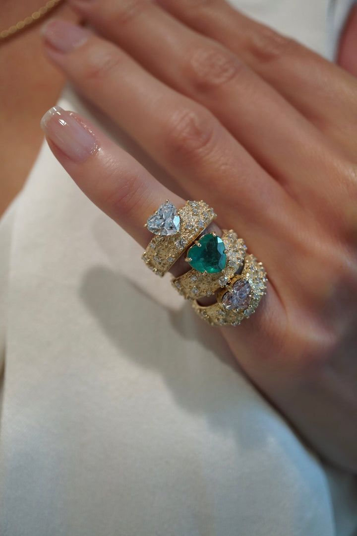 Diamond Heart Moonscape Pinky Ring Jewelry Bayou with Love