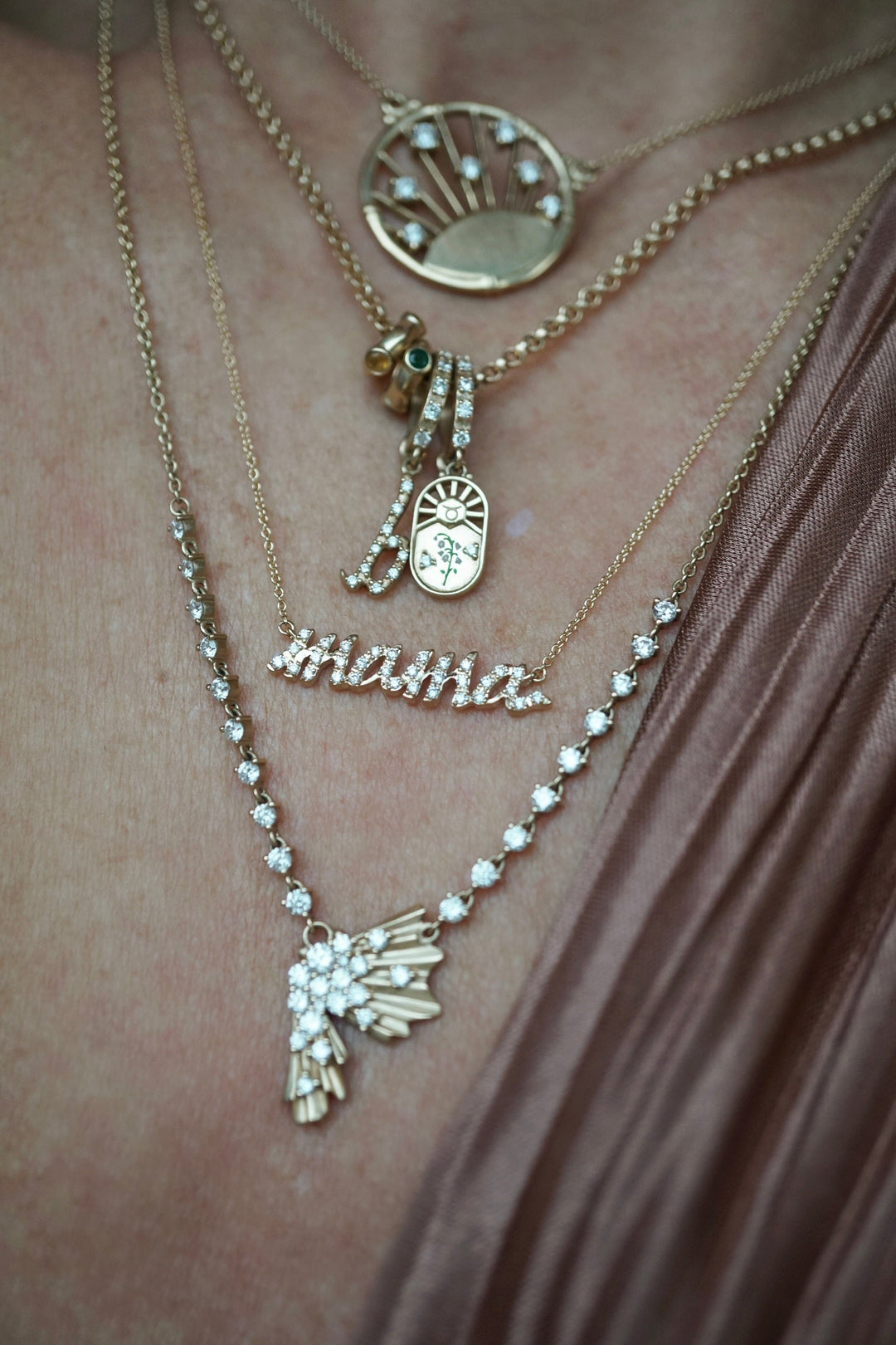 Diamond Pavé Initial Charms Jewelry Bayou with Love