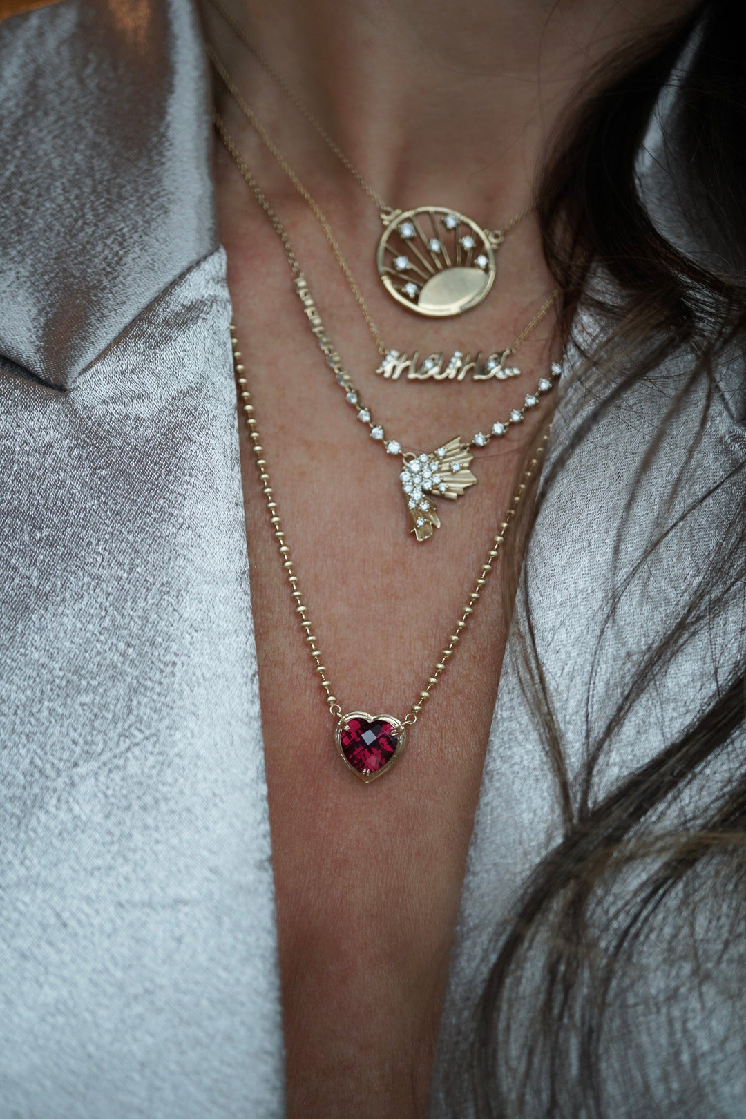 Garnet Heart Beaded Necklace Jewelry Bayou with Love