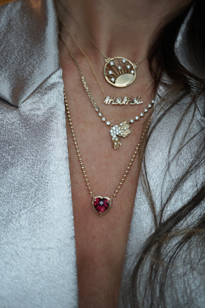 Garnet Heart Beaded Necklace Jewelry Bayou with Love