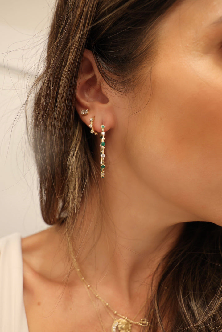 Emerald + Diamond Water Hoops Jewelry Bayou with Love